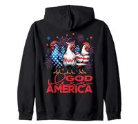 God Bless America Funny Patriotic Chickens With Fireworks Zip Hoodie
