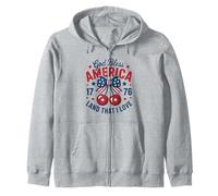 God Bless America Land That I Love 1776 4th of July Cherries Zip Hoodie