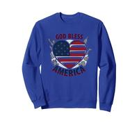 God Bless America Patriotic Heart Flag Sweatshirt, Adult Unisex, Royal Blue, S