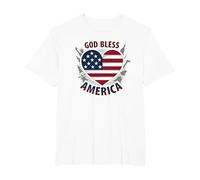 God Bless America Patriotic Heart Flag T-Shirt, Men's Big and Tall, White, 5X Tall