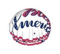 God Bless America Patriotic Star Pattern Shower Cap & Bath Cap For Women,Reversible Oversized Waterproof Shower Caps Large Designed For All Hair Lengths,Elastic Reusable Bathing Hair Cap