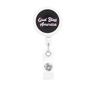 God Bless America Patriotic USA Retractable Badge Holder Reel Clip Id Card Holder forNurse Student Office Worker
