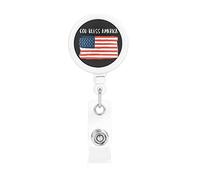 God Bless America Patriotic USA Retractable Badge Holder Reel Clip Id Card Holder forNurse Student Office Worker