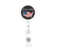 God Bless America Patriotic USA Retractable Badge Holder Reel Clip Id Card Holder forNurse Student Office Worker