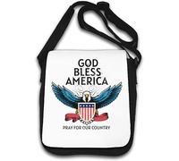 God Bless America Pray for Our Country Bald Eagle Shoulder Bag White