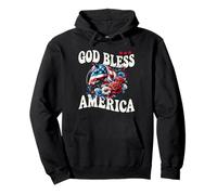 God Bless America Pretty Patriotic Floral Horse & Flag Pullover Hoodie