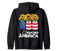 God Bless America Pretty Patriotic Sunflowers In Flag Jars Zip Hoodie