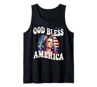 God Bless America Pretty Retro Woman with Patriotic Flag Tank Top