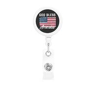 God Bless America Retractable Badge Holder Reel Clip Id Card Holder forNurse Student Office Worker