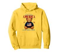 God Bless America Teddy Bear 4th of July USA Flag Pullover Hoodie