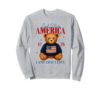 God Bless America Teddy Bear 4th of July USA Flag Sweatshirt