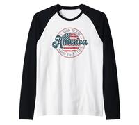 God Bless America The Land that I Love Patriotic USA Flag Raglan Baseball Tee