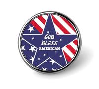 God Bless American Round Brooch Pin Badge Lapel Tie for Women Men Office Worker Teacher Decor