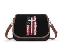 God Bless American U.S. Flag Cross Women's Crossbody Bag Fashion Purses Small Shoulder Handbags with Adjustable Strap