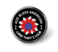 God Bless American2 Round Brooch Pin Badge Lapel Tie for Women Men Office Worker Teacher Decor