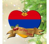 God Bless Armenia Christmas Tree Ornament National Country Flags Sailor Sailing Hanging Ornaments Keepsake Festive Holidays Home Decor Unique Clear Round Acrylic Pendant for Family New Year Home