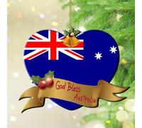 God Bless Australia Christmas Ornaments World State Map Flag Xmas Ornament Keepsake Christmas Tree Decorations Round Acrylic Ornament Pendant for Family Birthday New Year Home
