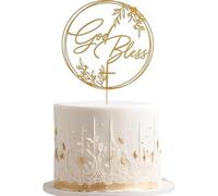 God Bless Baptism Cake Topper - Divine Celebration Elegant Cake Decor for Christening & Holy Communion, Keepsake Cross Design