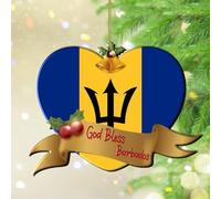 God Bless Barbados Christmas Ornaments City Flag Souvenir International Christmas Tree Ornament Keepsake Global World Flag Travel Trip Acrylic Christmas Bauble for Xmas Party Decorations
