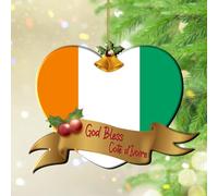 God Bless Cote D'Ivoire Hanging Ornaments City Flag Souvenir International Round Christmas Tree Ornament Keepsake State Flag Travel Sports Acrylic Christmas Bauble for Holiday Decoration