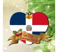 God Bless Dominican Republic Xmas Ornament Global World Flag Travel Trip Christmas Ornaments Keepsake Xmas Tree Decoration Rustic Acrylic Ornament Pendant for Family Birthday New Year Home