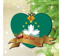 God Bless Macau Christmas Ornaments National Flag Nautical Gifts Christmas Tree Ornament Keepsake City Flag Souvenir International Acrylic Christmas Bauble for Xmas Party Decorations