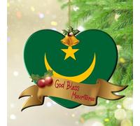 God Bless Mauritania Hanging Ornaments Global World Flag Travel Trip Christmas Tree Ornament Keepsake World Countries Flag International Festival Acrylic Christmas Bauble for Xmas Tree Decoration