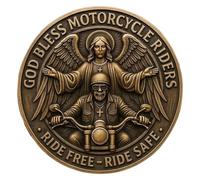 God Bless Motorcycle Challenge Coin | Freedom Rider Dream Souvenir - Portable Good Luck Keepsake for Riding Safe Club Members Motorcyclists Enthusiasts Long Trip
