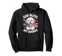 God Bless My Doodle American Flag Puppy USA Pride Pullover Hoodie