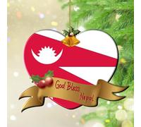 God Bless Nepal Ornament Keepsake Global World Flag Travel Trip Round Christmas Tree Ornament Keepsake City Flag Souvenir International Acrylic Christmas Bauble for Holiday Decoration