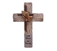God Bless Our Family Resin Wall Cross with Praying Hands, Religious Home & Office Decor, Religious Gift, 12 Inches