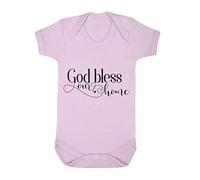 God Bless Our Home Religious Faith Quote [FHSVG] Baby Grow Vest, 6-12 Months, Pastel Pink