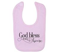 God Bless Our Home Religious Faith Quote [FHSVG] Cotton Baby bib - Pastel Pink