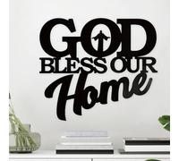 God Bless Our Home Wall Decor Metal Blessed Sign Black Christian Wall Art Rustic Home Decoration for Believers Bedroom Farmhouse Entryway Indoor Outdoor