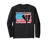 God Bless Our Linemen USA Flag Line Workers Pride Lineman Long Sleeve T-Shirt