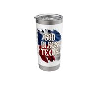 GOD Bless Texas Torn and Tattered Flag Stainless Steel Insulated Tumbler