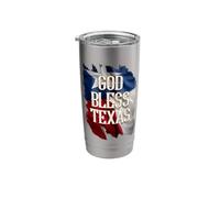 GOD Bless Texas Torn and Tattered Flag Stainless Steel Insulated Tumbler