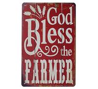God Bless The Farmer Vintage Tin Metal Sign Home Wall Plaque Decor