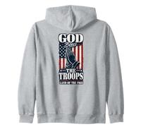 God Bless The Troops Land Of The Free Patriotic Zip Hoodie