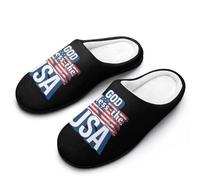 God Bless The U.S.A. Breathable Slippers Women Slip On Winter Warm House Slippers Shoes Bedroom 11-12(42-43)