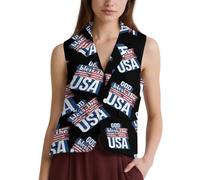 God Bless The U.S.A. Casual Women's Vests Suit Waistcoat Button Down Sleeveless Blazer Jacket 2XL