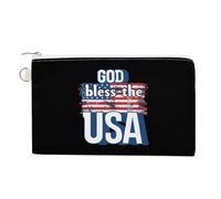 God Bless The U.S.A. Portable Canvas Coin Purse Fashion Pencil Case Travel Makeup Bag