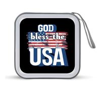 God Bless The U.S.A. Portable CD Case Holder 48 Capacity Travel DVD Storage Boxs Wallet Bag