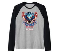 God Bless The USA Awesome Eagle Cool Patriotic Emblem Raglan Baseball Tee