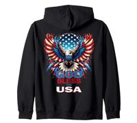 God Bless The USA Awesome Eagle Cool Patriotic Emblem Zip Hoodie