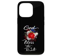God Bless The USA Patriotic Christian Pretty Floral Swag Case for iPhone 13 Pro