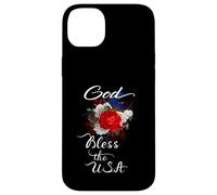 God Bless The USA Patriotic Christian Pretty Floral Swag Case for iPhone 14 Plus