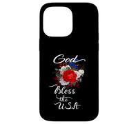 God Bless The USA Patriotic Christian Pretty Floral Swag Case for iPhone 14 Pro Max