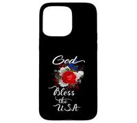 God Bless The USA Patriotic Christian Pretty Floral Swag Case for iPhone 15 Pro Max