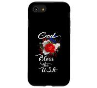 God Bless The USA Patriotic Christian Pretty Floral Swag Case for iPhone SE (2020) / 7 / 8